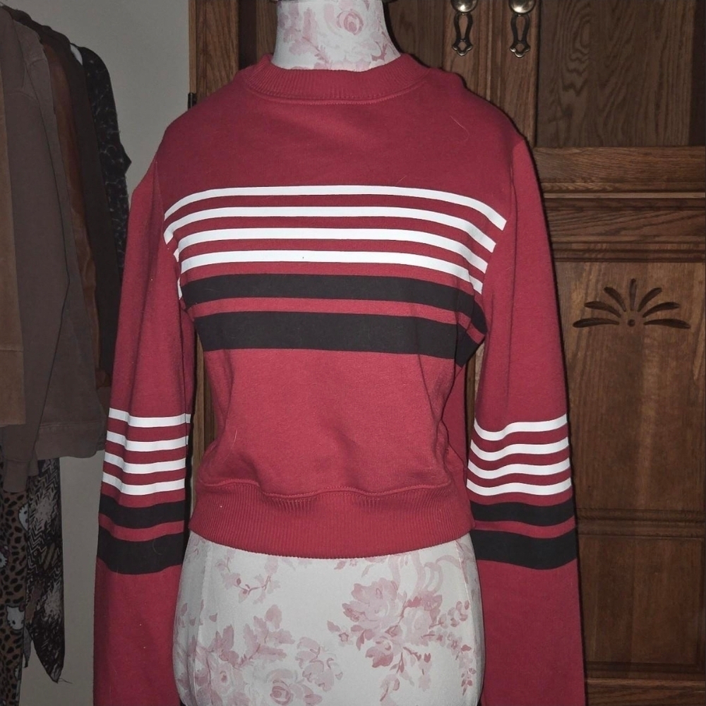 Hollister Red and Black Striped Sweater